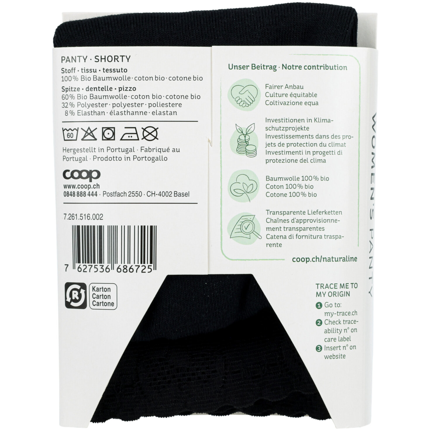 Naturaline Textil Damen Panty schwarz M