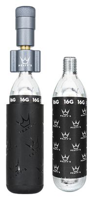 Gonfleur CO2 Peaty's Holeshot Route/Gravel Gris   2 Cartouches de CO2 (16g)