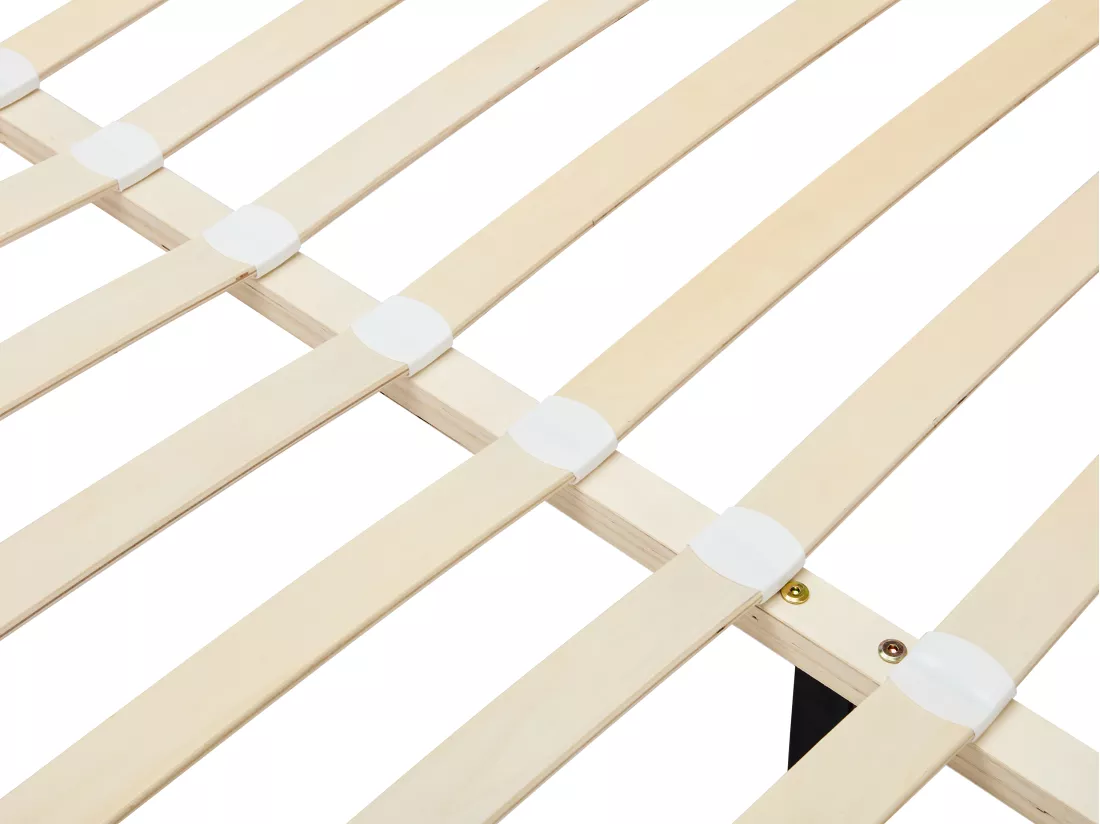Lit scandinave 180 x 200 cm - Tissu - Beige - BENEDICTE