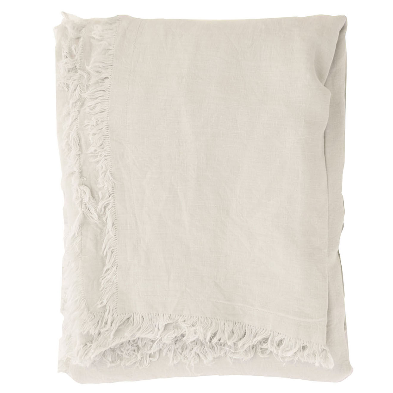 Febronie Couvre-lit 100% Lin frangé Hortense craie