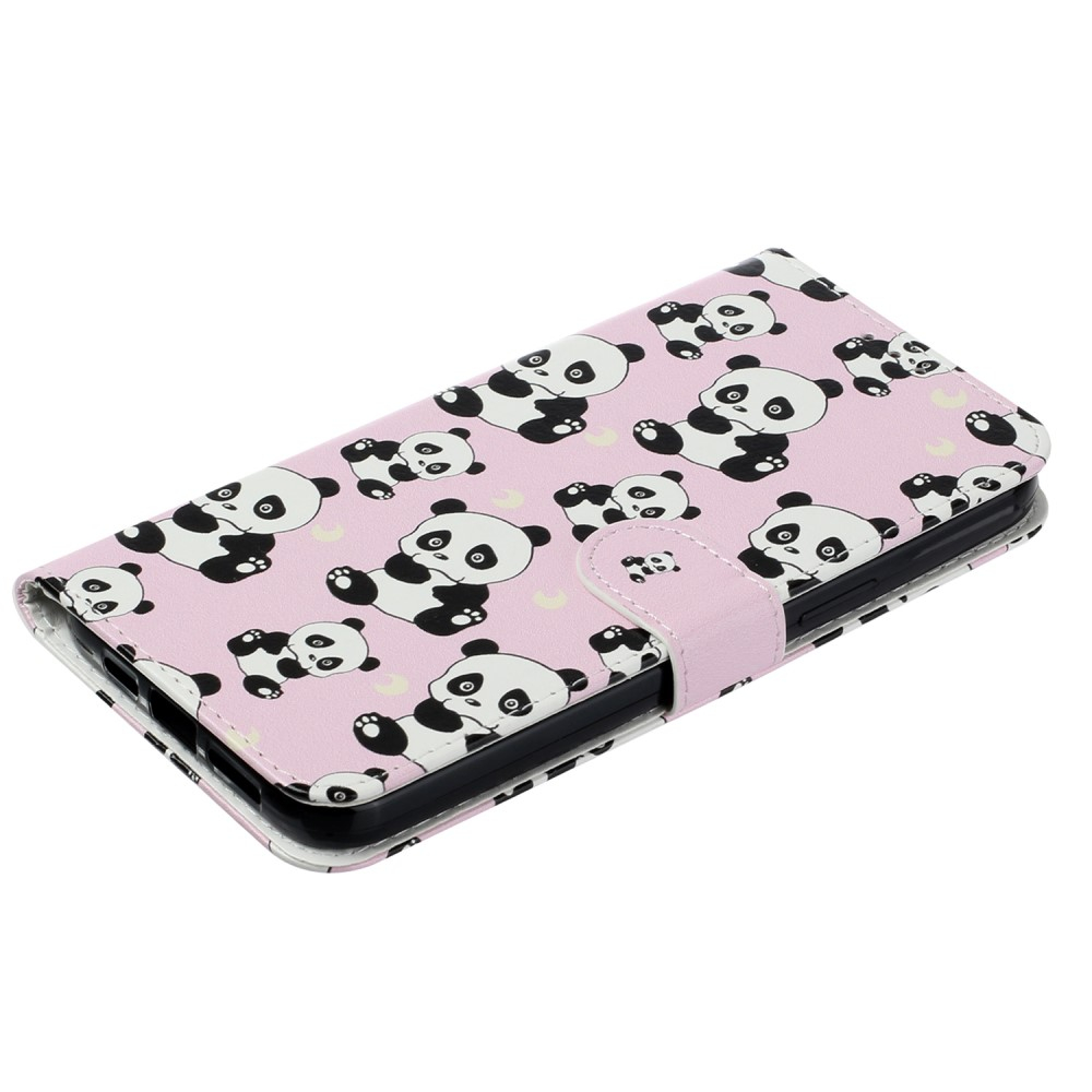 iPhone 16 Leder Tasche mit Kartenfächer - Happy Panda