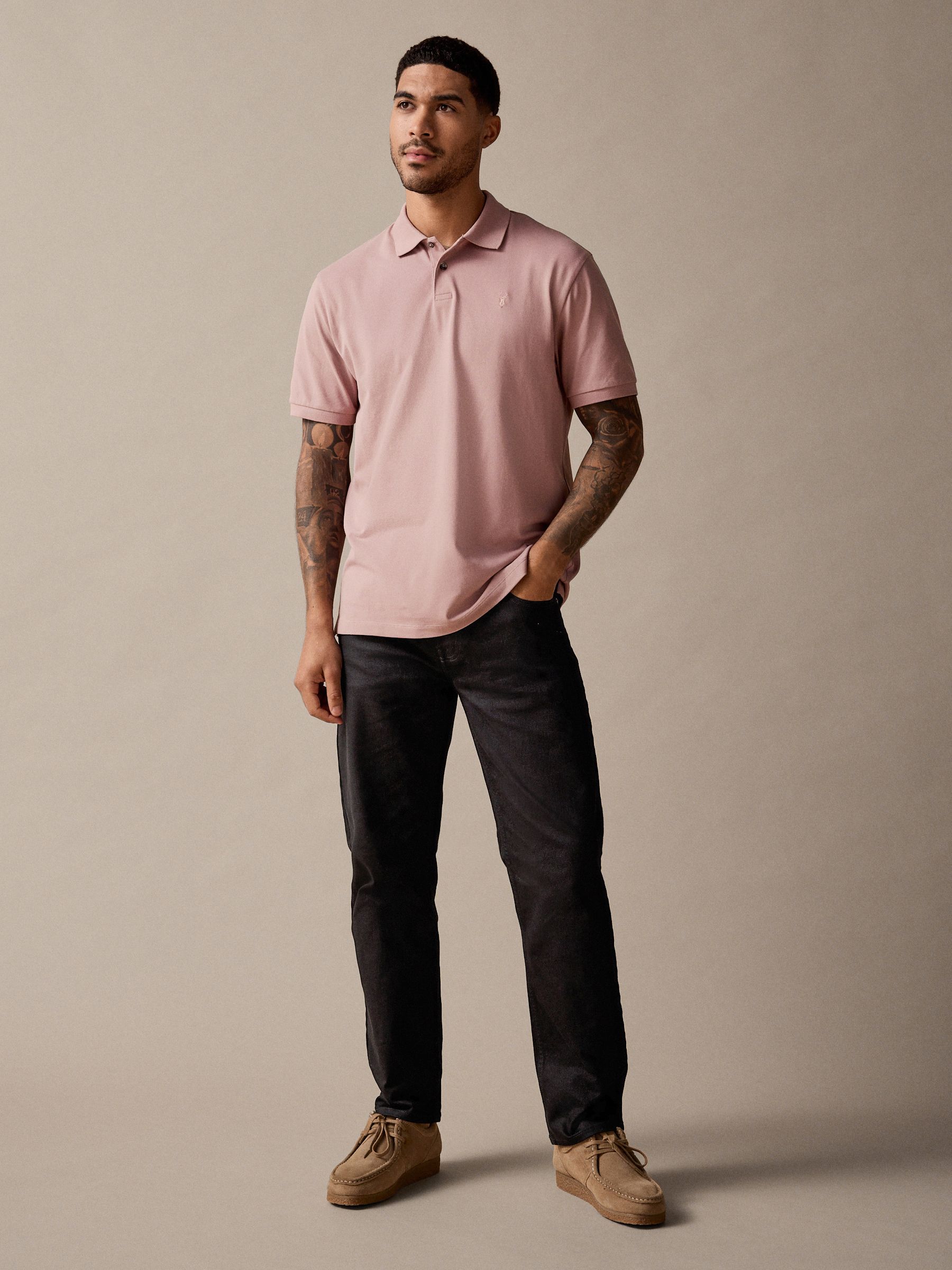 Oudroze - Normale Pasvorm - Long-Sleeve Pique Polo Shirt