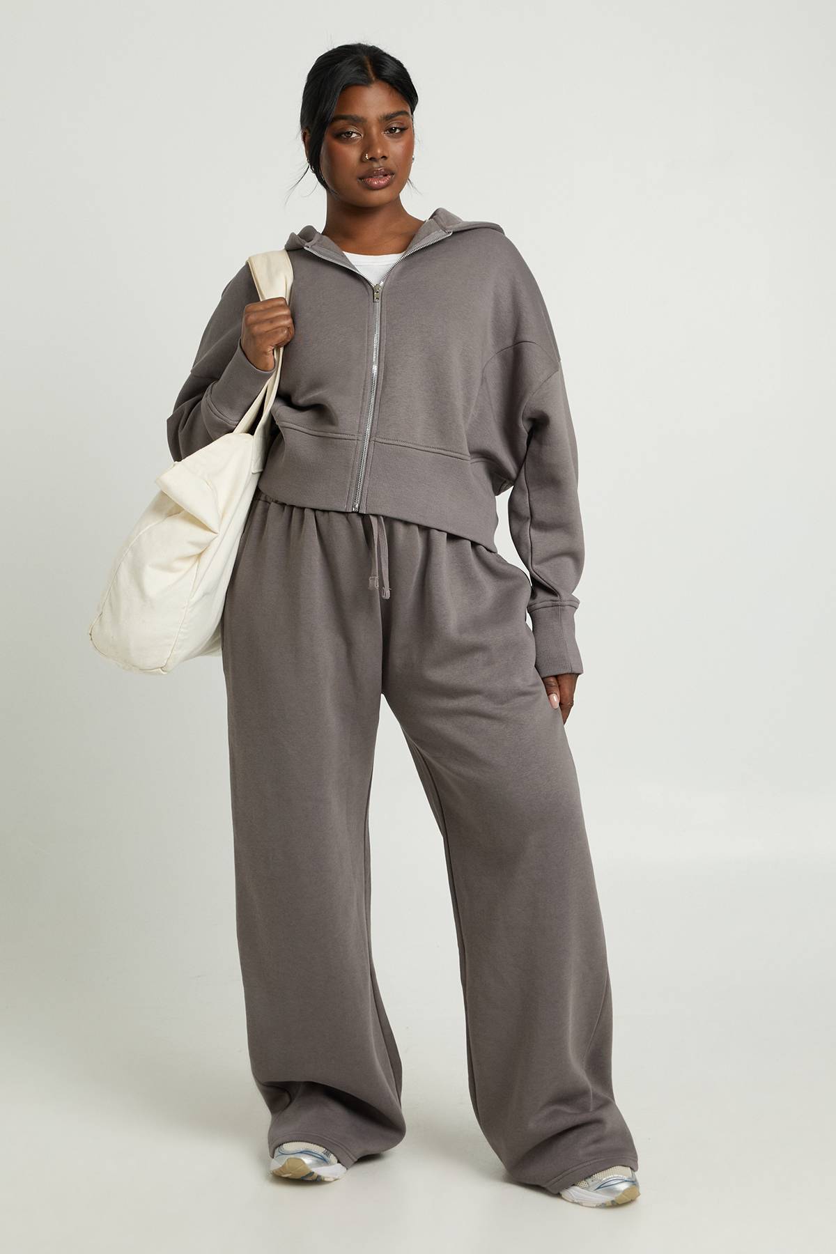 boohoo Sweat à Casynthétiqueche Zippé Oversize Grande Taille avec Détails de Coutures