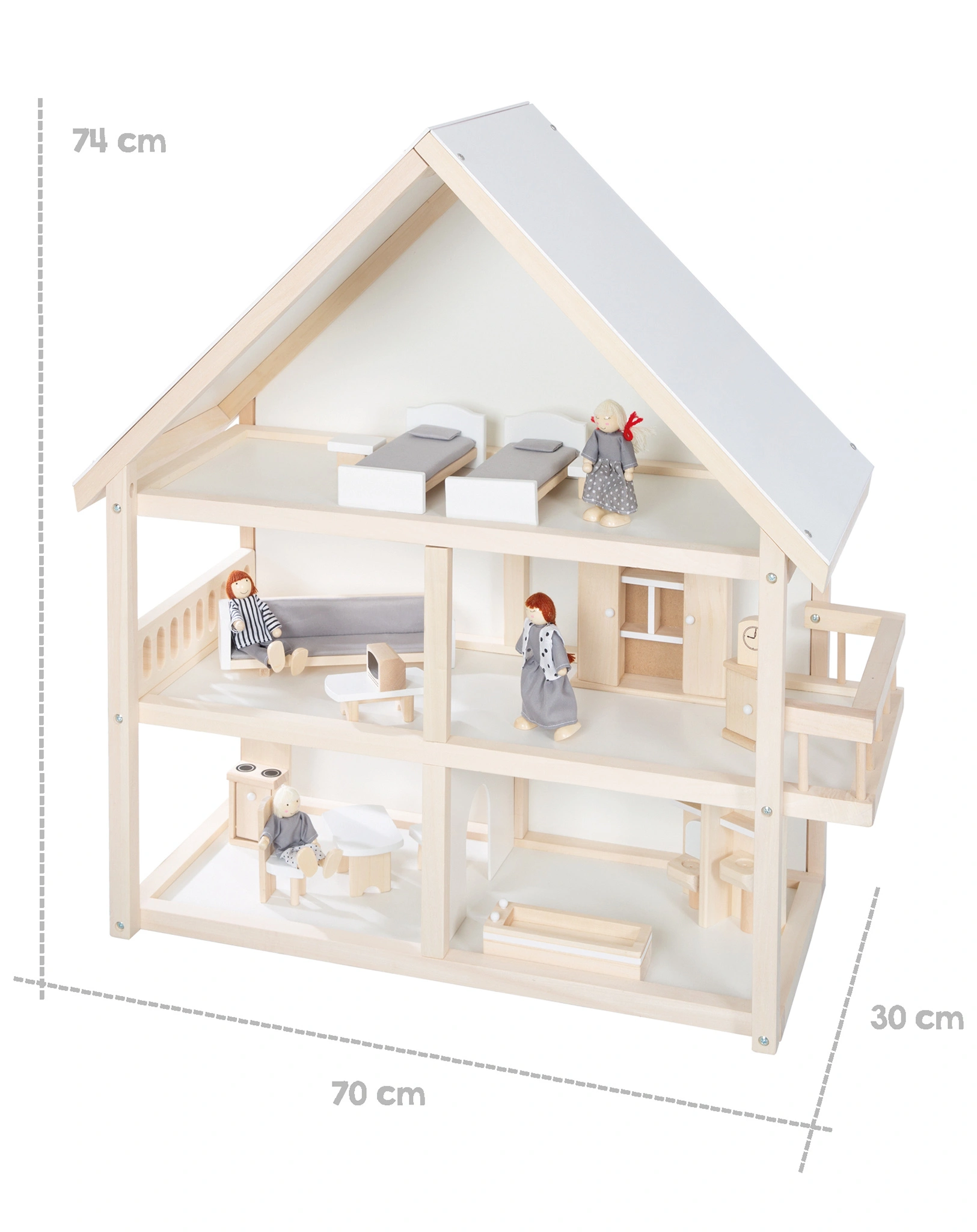 Puppenhaus Holz (Farbe: weiß)