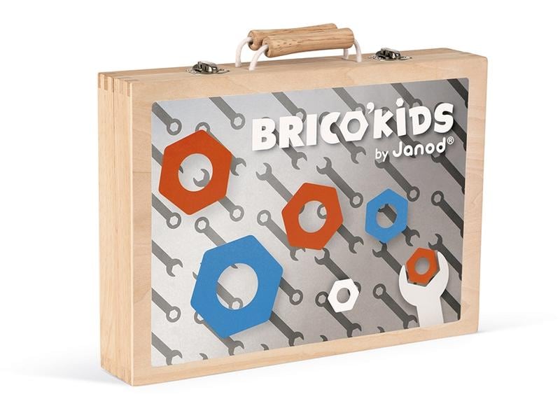Janod Handwerker Brico'Kids Werkzeugkoffer Holz Holz-Werkzeug für Kinder