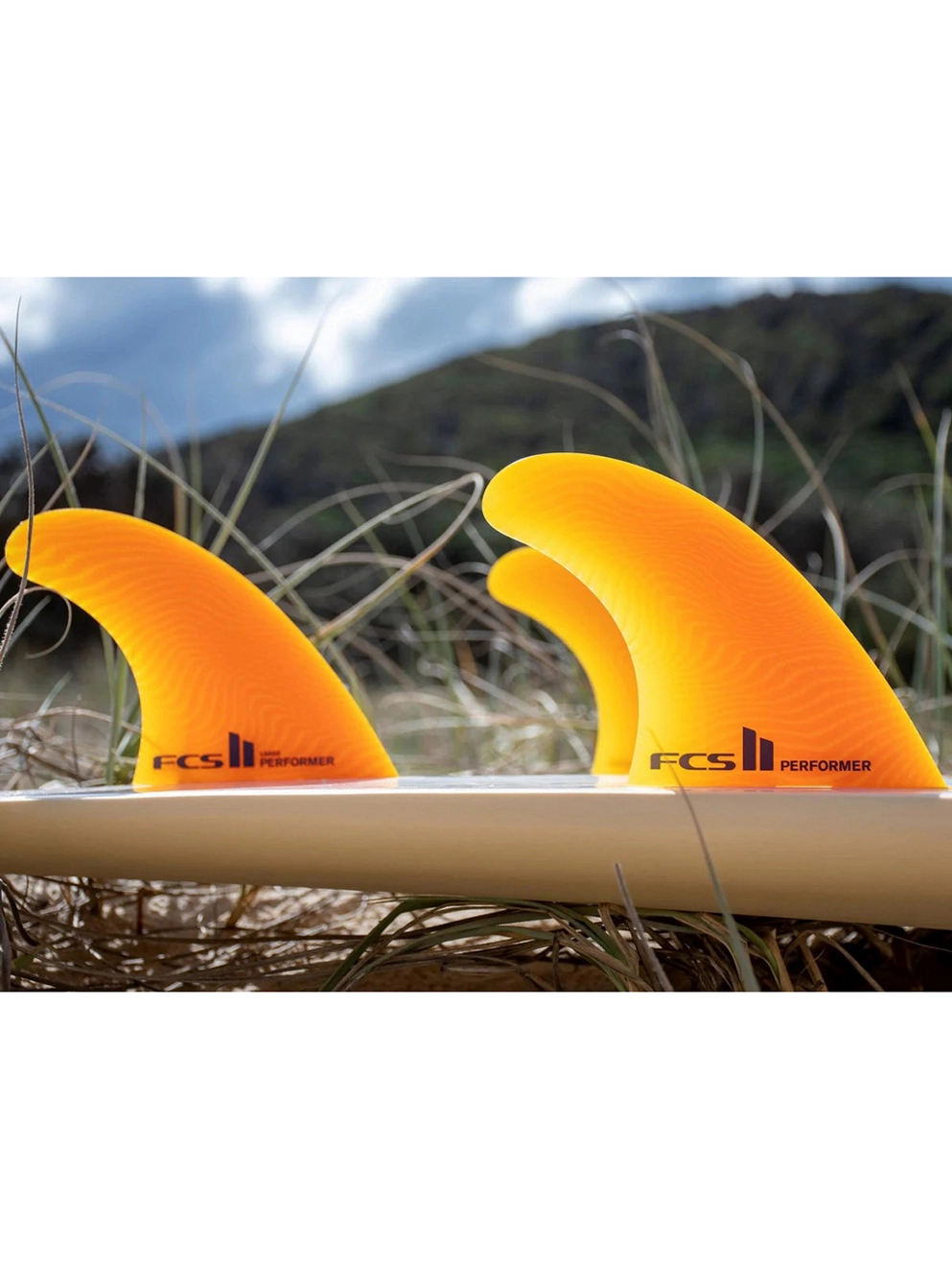 FCS 2 Performer Neo Glass Large Tri Fin Set mango