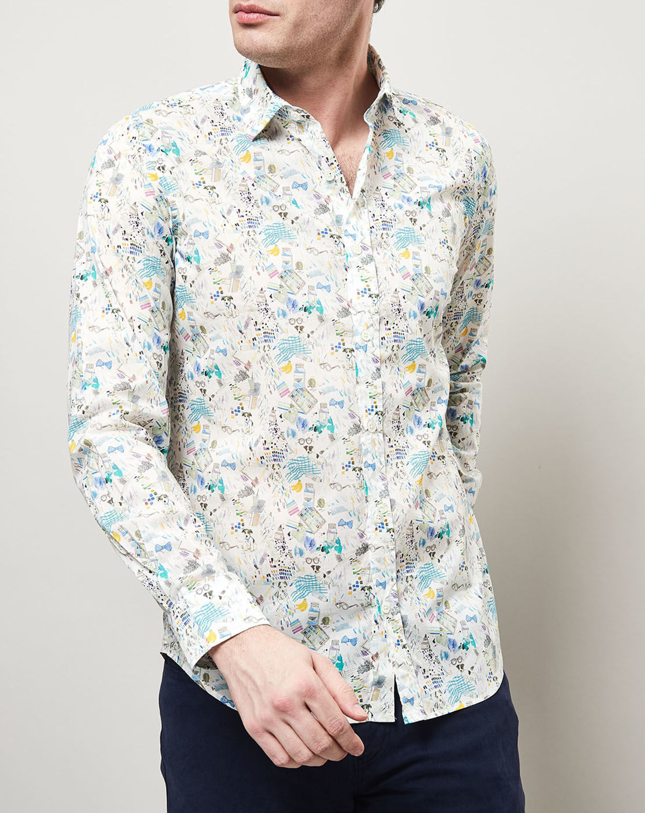 Hartford Chemise slim Sammy imprimé blanc/multicolore