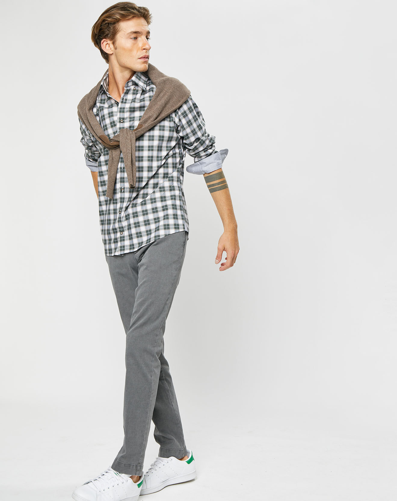 Hackett London Chemise Classic Fit à carreaux blanc/vert