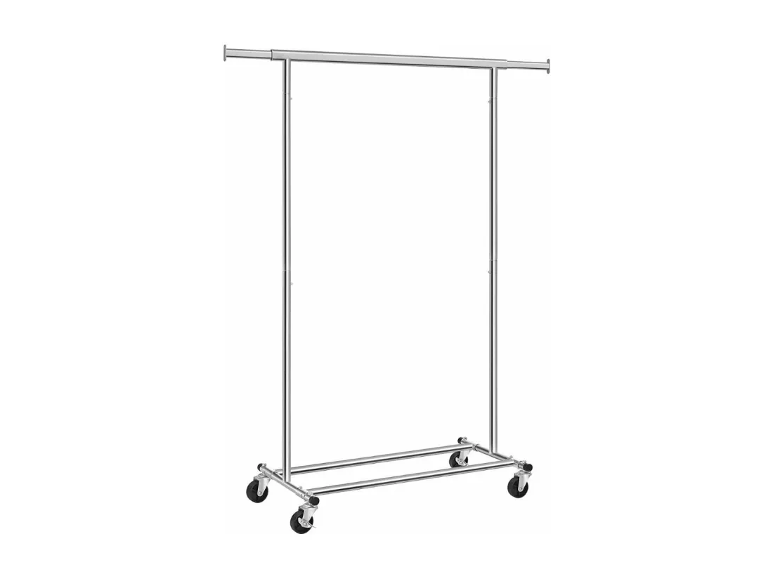 Portant à Vêtements sur Roues avec Tringle Extensible 92-132 cm