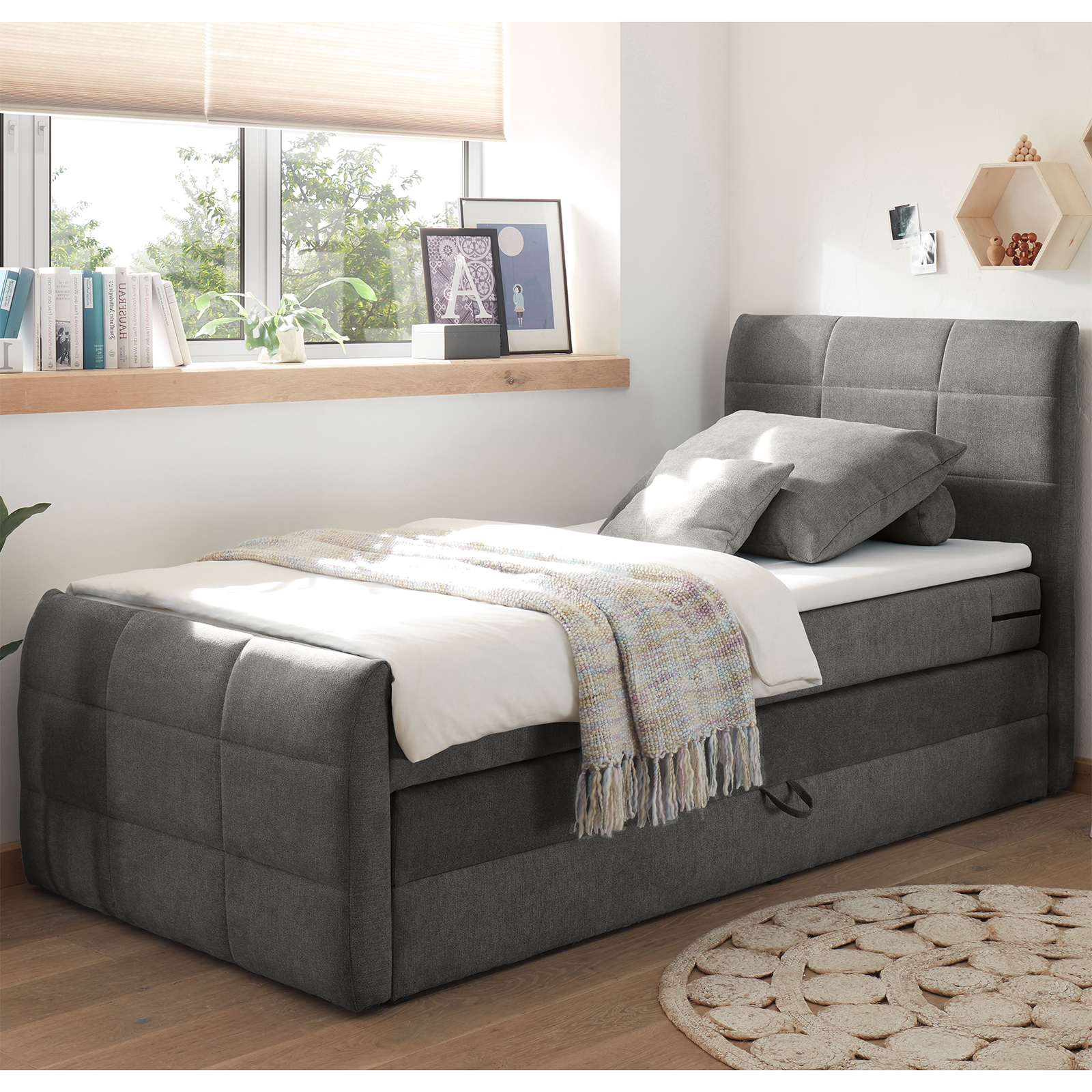 Boxspringbett - stone - H2 - 120x200 cm
