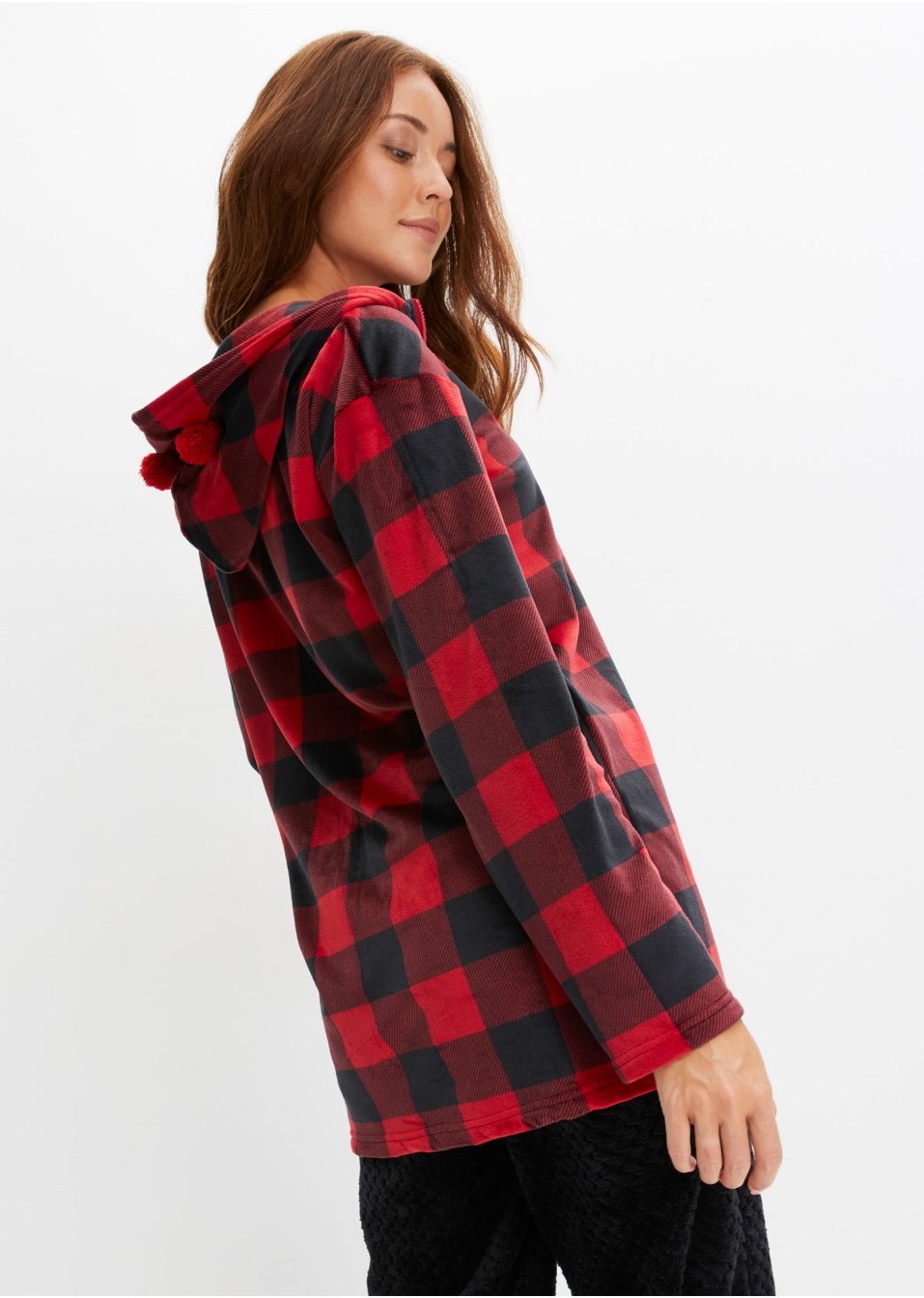 Robe de chambre en polaire avec capuche et fermeture zippée