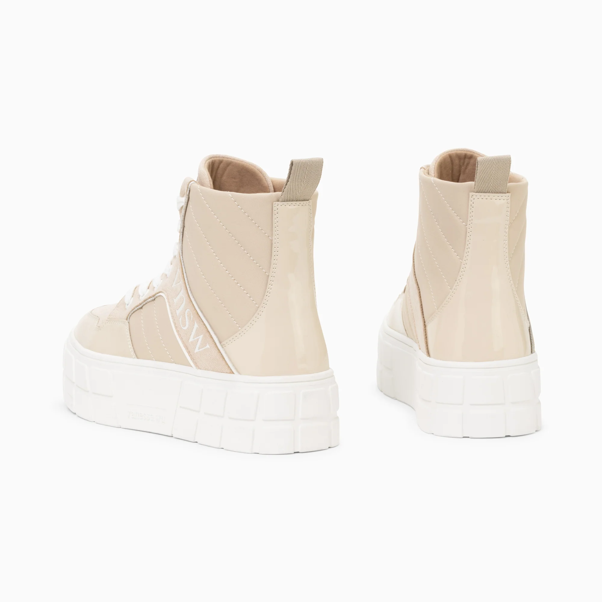 Sneakers-Baskets montantes Madeline beiges à semelle plateforme