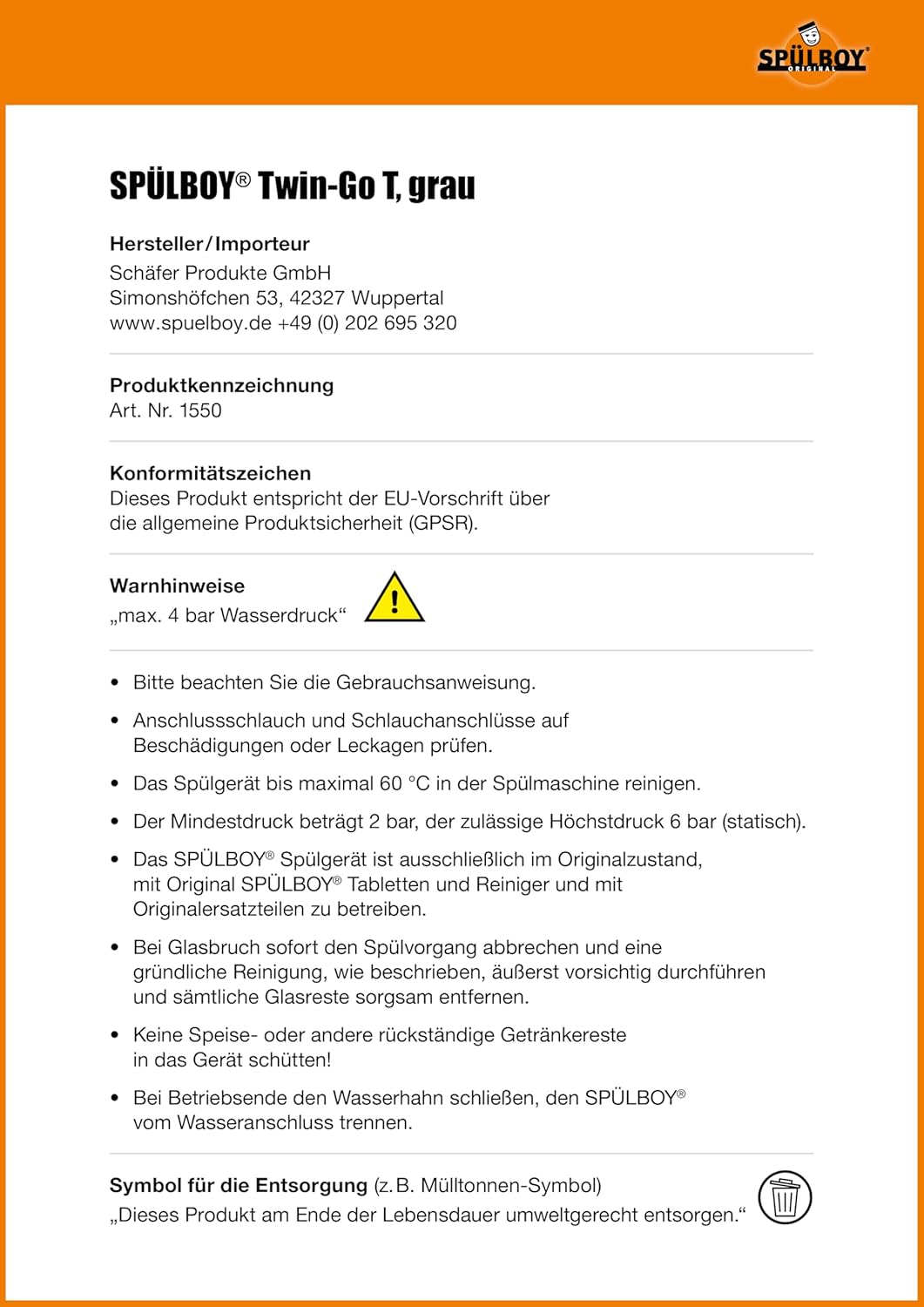 SPÜLBOY® Twin-Go T - Gläserspüler, Gläserspülgerät