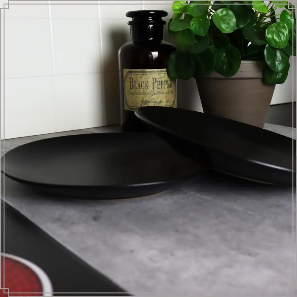 OTIX Bordenset Dinerbord Borden Plat Set van 6 Mat zwart Diameter 27cm