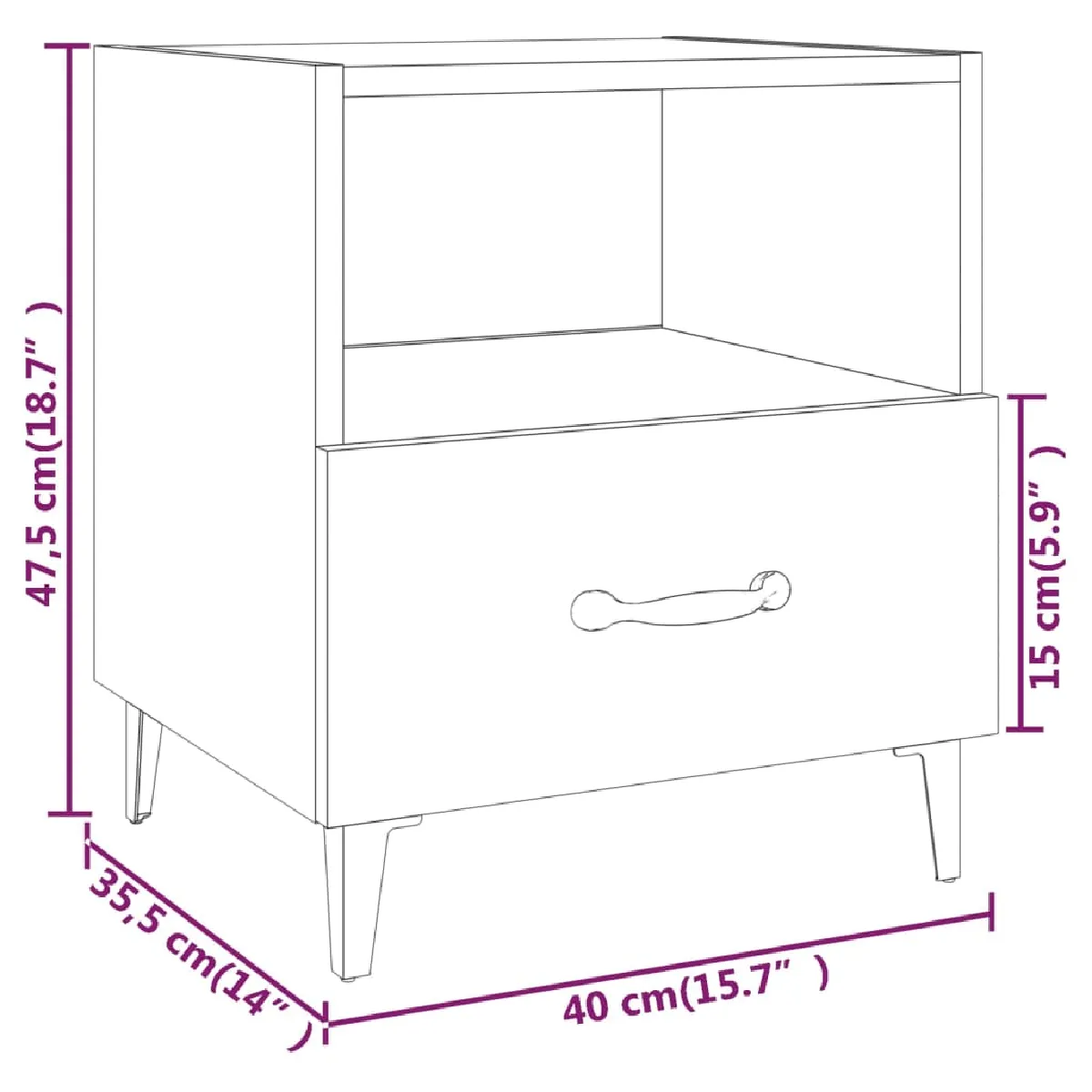VIDAXL Table de chevet - Gris béton