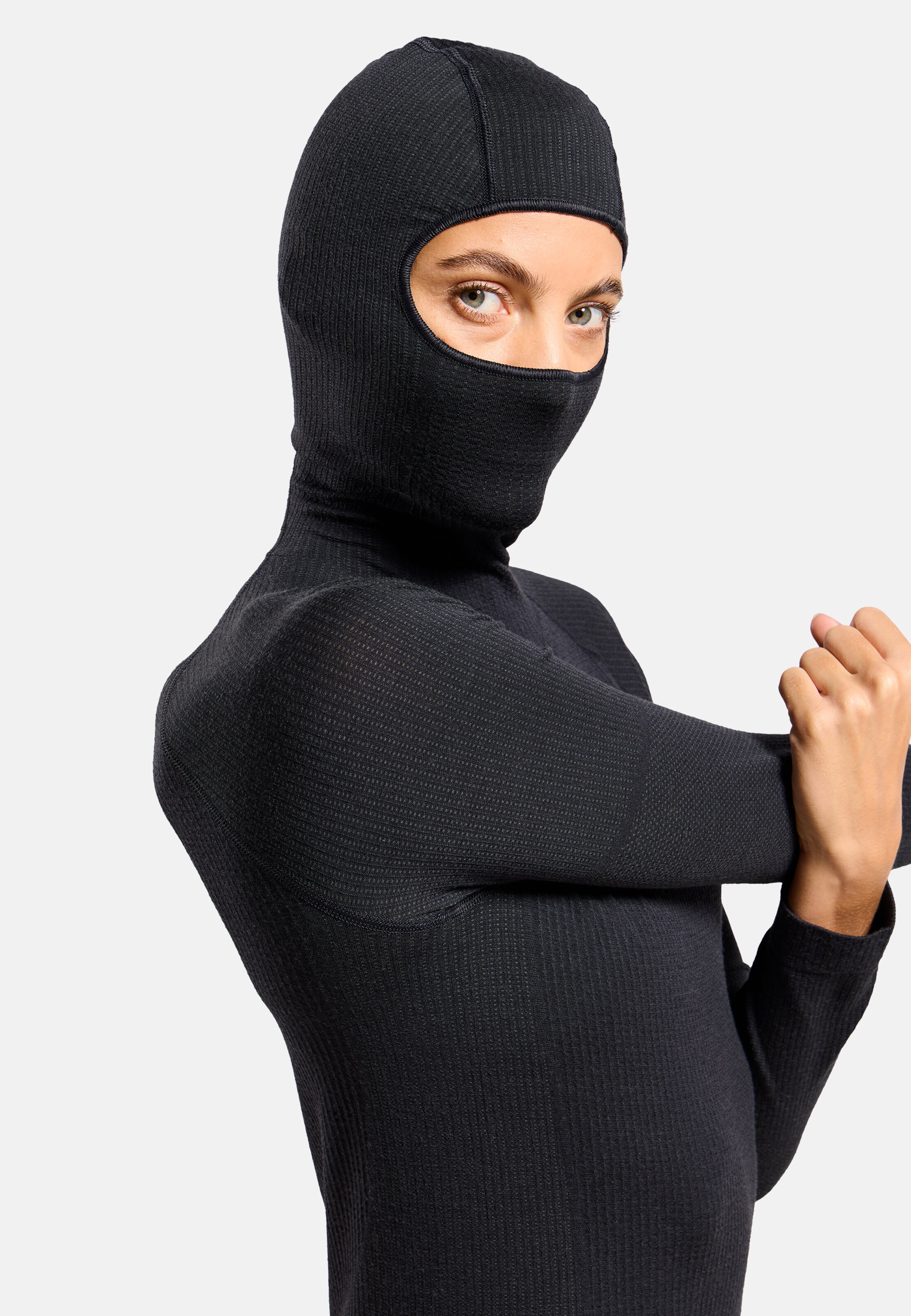 Seamless Performance Wool Funktionsshirt mit Gesichtsschutz in black