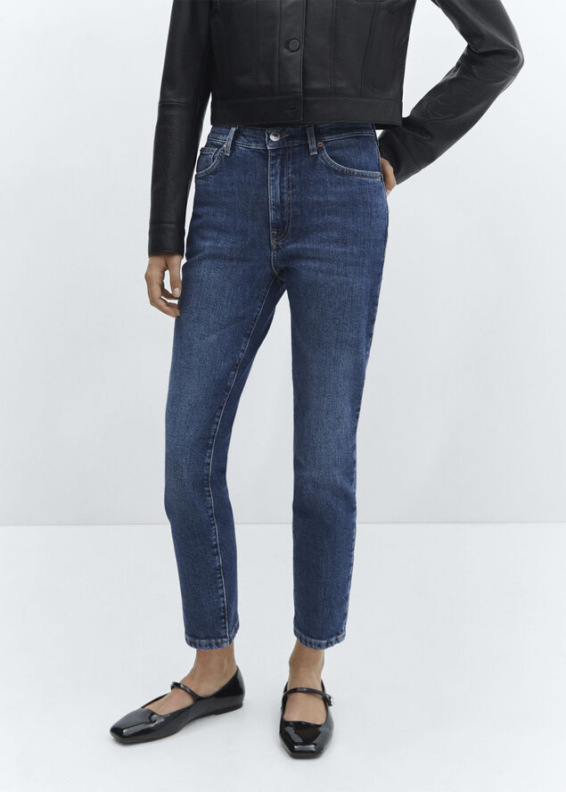 MANGO Slim cropped jeans Open blue