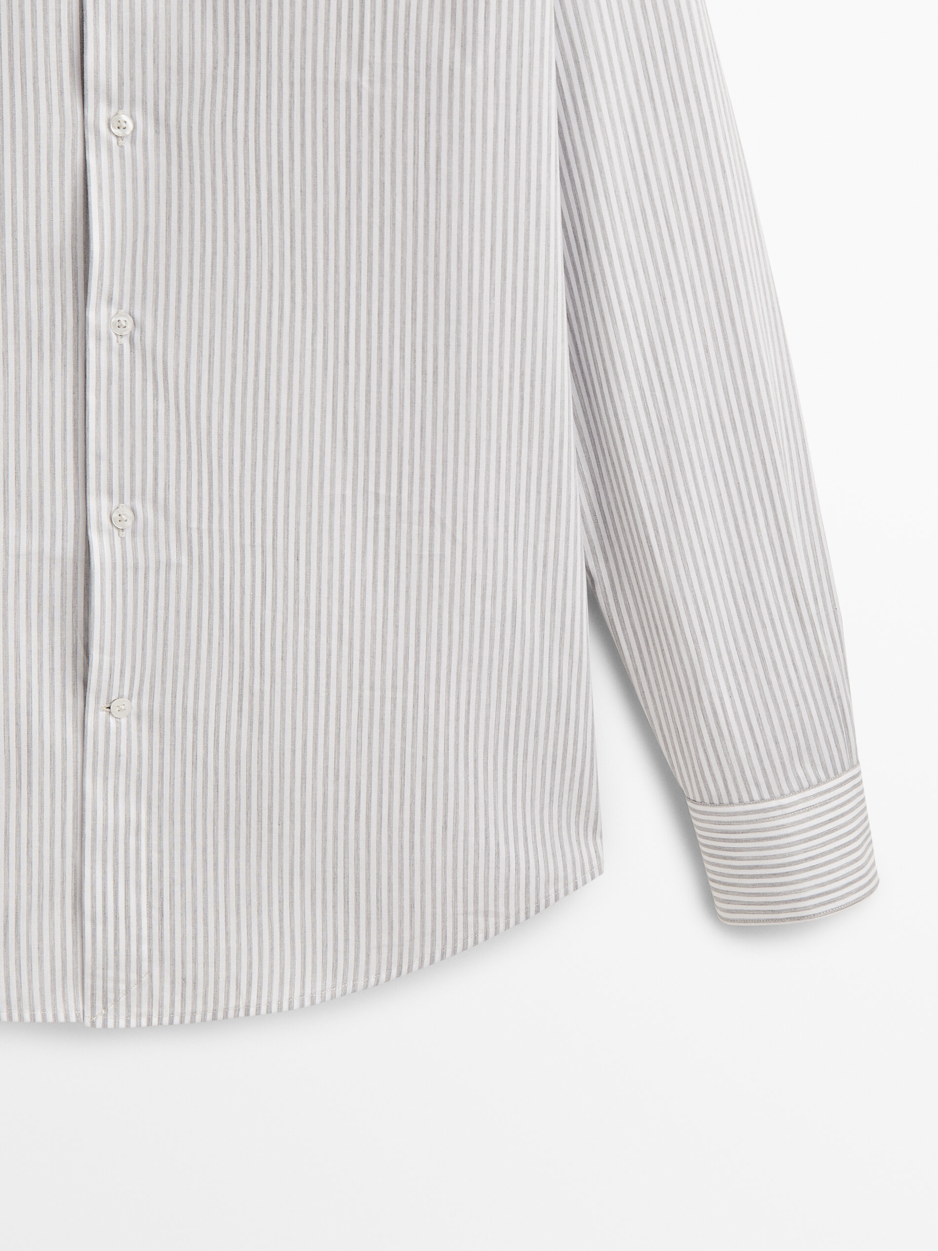 Camisa Raya Melange Slim Fit, fácil de passar a ferro - CINZA