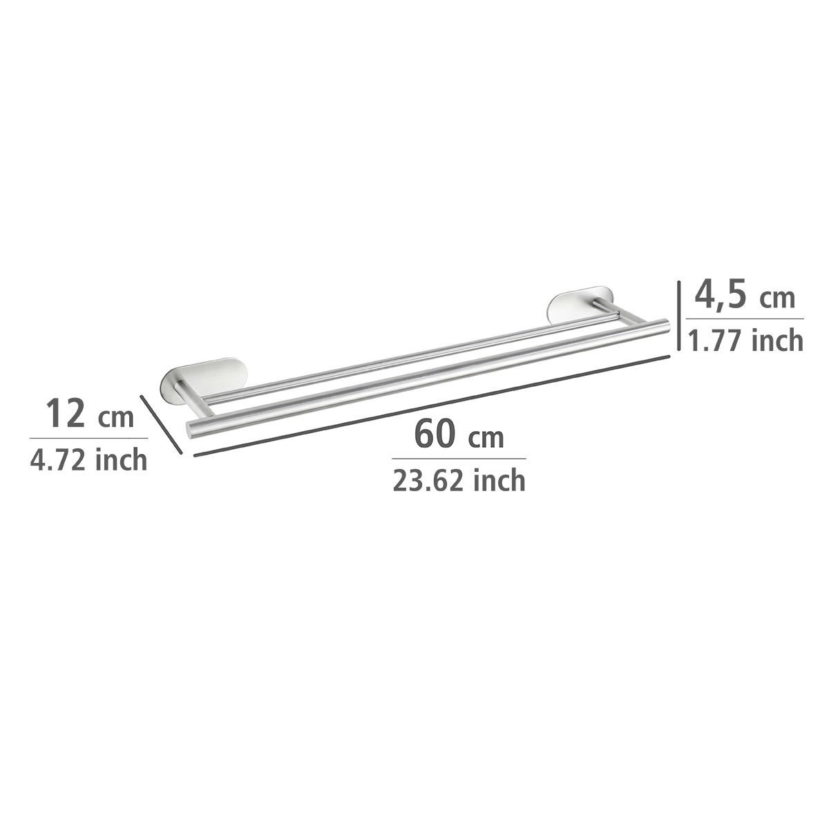 Wenko Orea turbo-loc handdoekhouder duo RVS mat