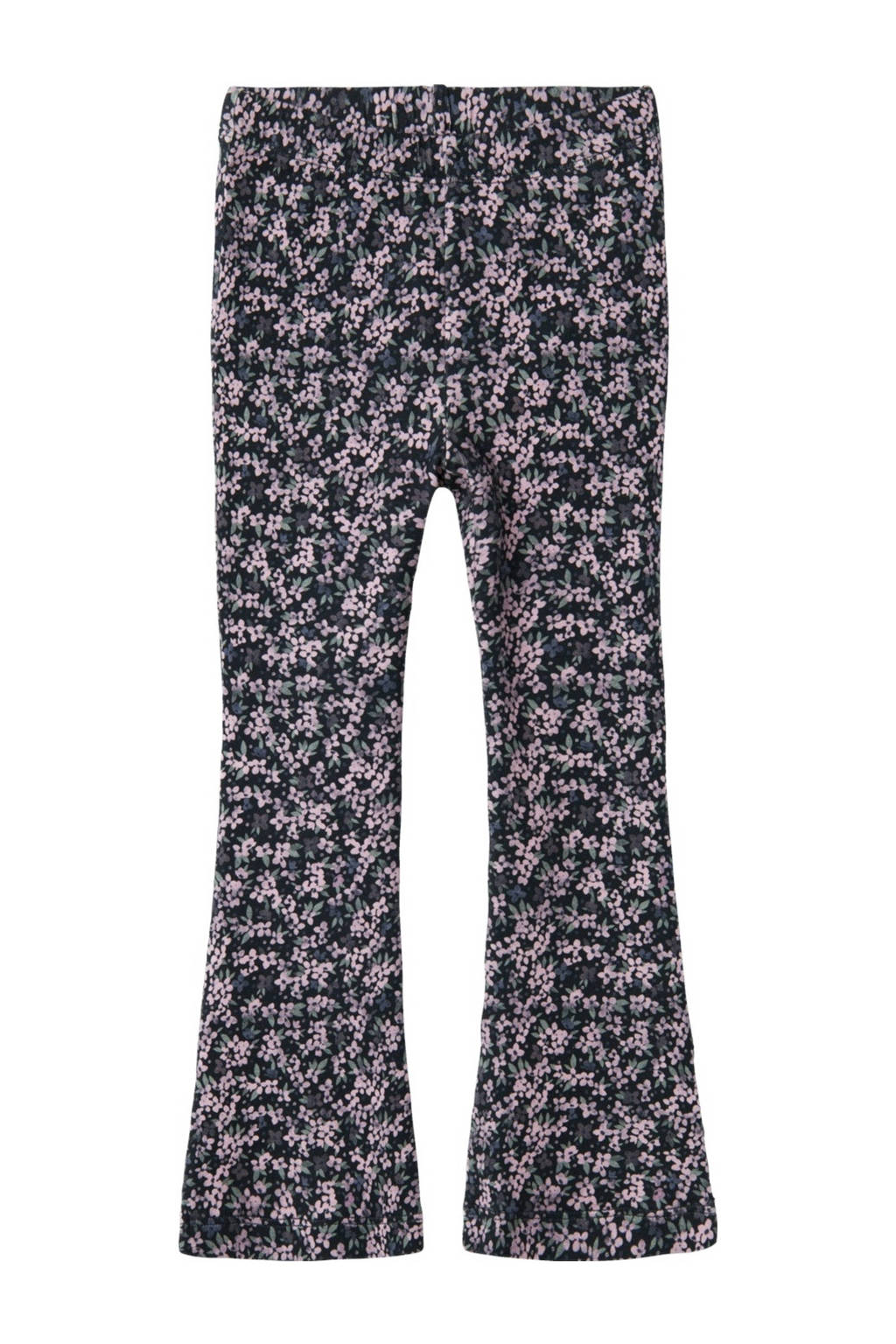 NAME IT gebloemde flared broek NMFOJATAS donkerblauw/roze