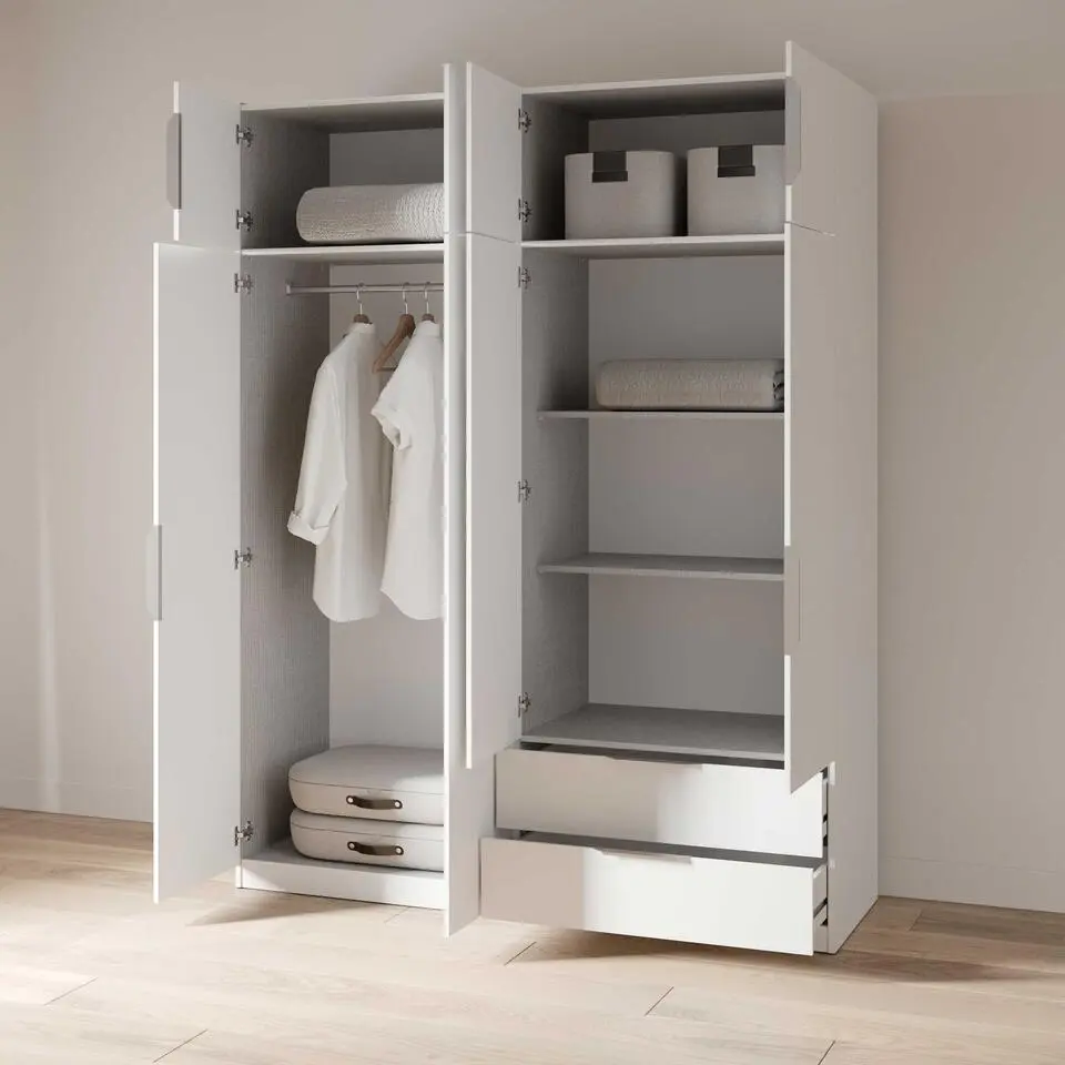 Kledingkast Spectre 157cm 8 deuren & 2 lades - mat wit