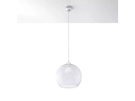 Lampes suspendues Ball minimaliste en acier/verre - 1 sources lumineuses - L.30 x H.120 cm - transparent