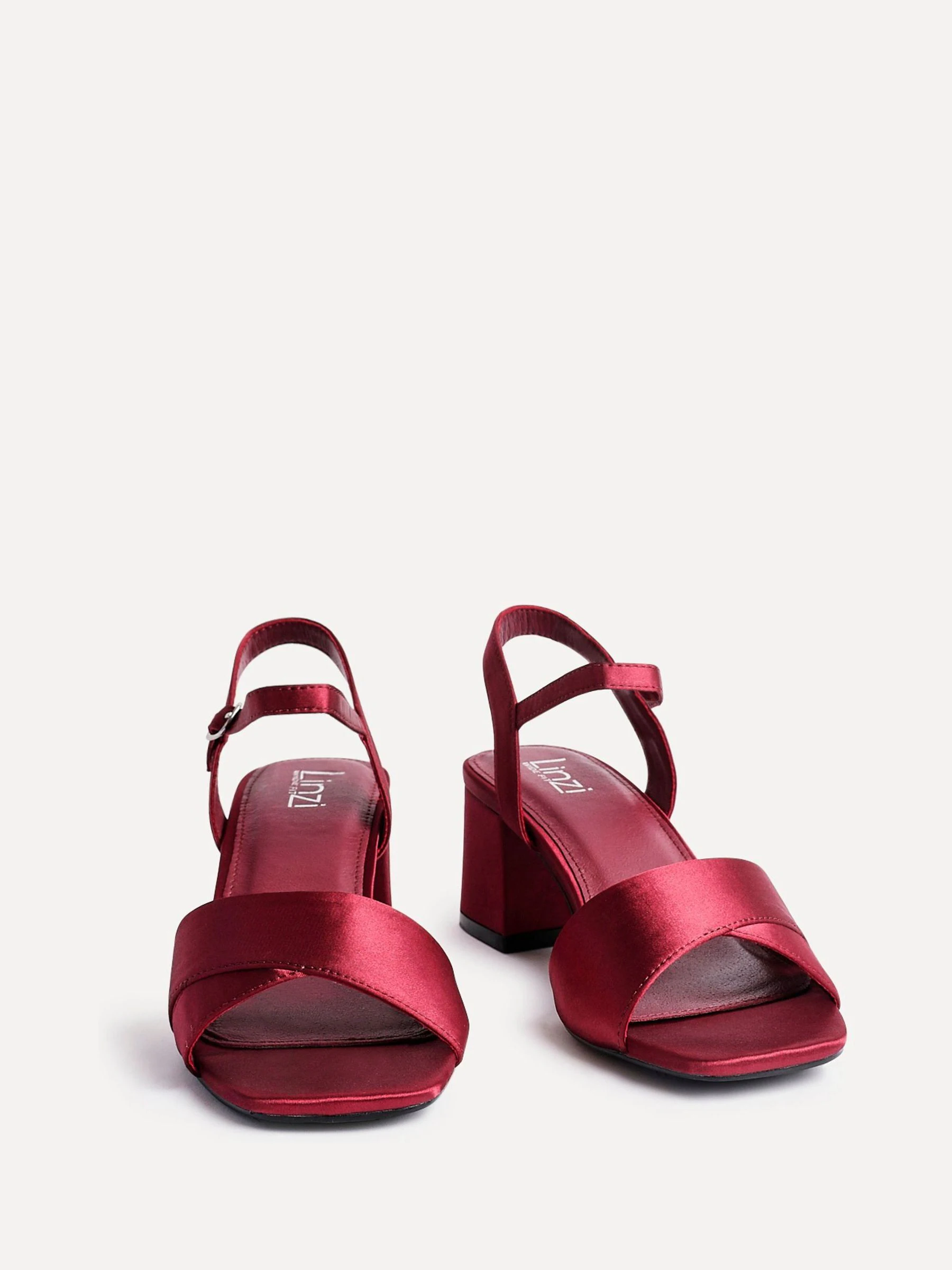 Rood - Linzi Wide Fit Vivian Heeled Sandals With Crossover Front Strap