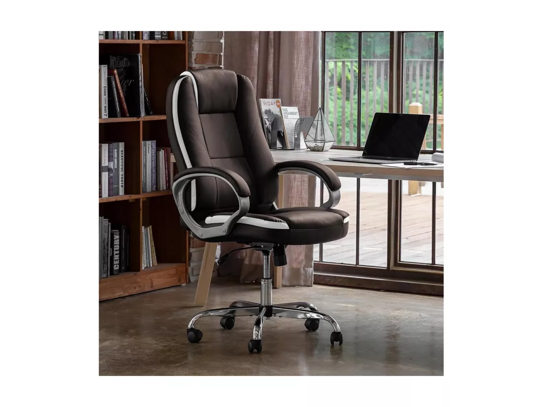 Fauteuil de bureau en simili avec repose pieds 