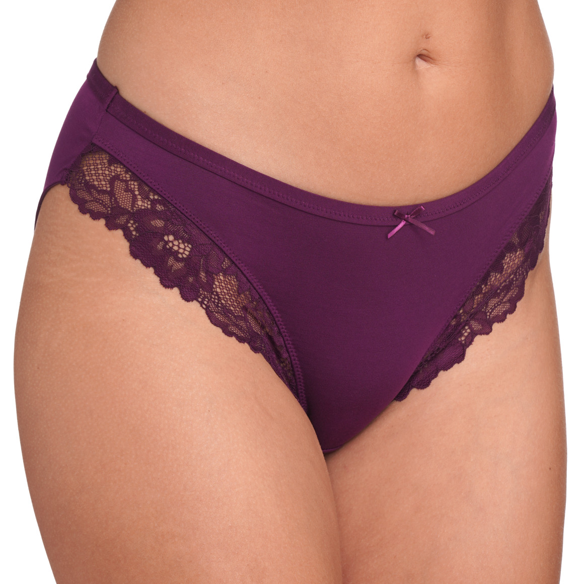 Gina Benotti 2 Damen Slips mit Spitzenbesatz rosa / dunkellila