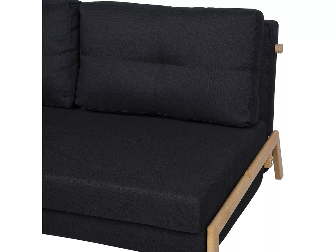 Canapé convertible 2 places en tissu noir EDLAND