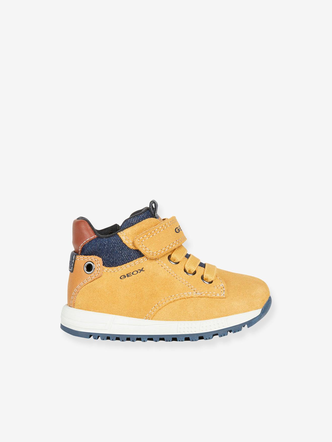 Tênis MID B Alben Boy GEOX® para bebê, amarelo escuro liso com estampa.