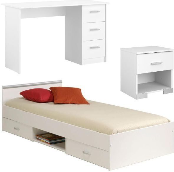 Volledige slaapkamer kinderen 3 kamers dierenriem - bed + bed + bureau - mat wit decor - parisot