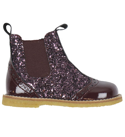 Angulus Stiefel - Chelsea - Aubergine m. Glitter