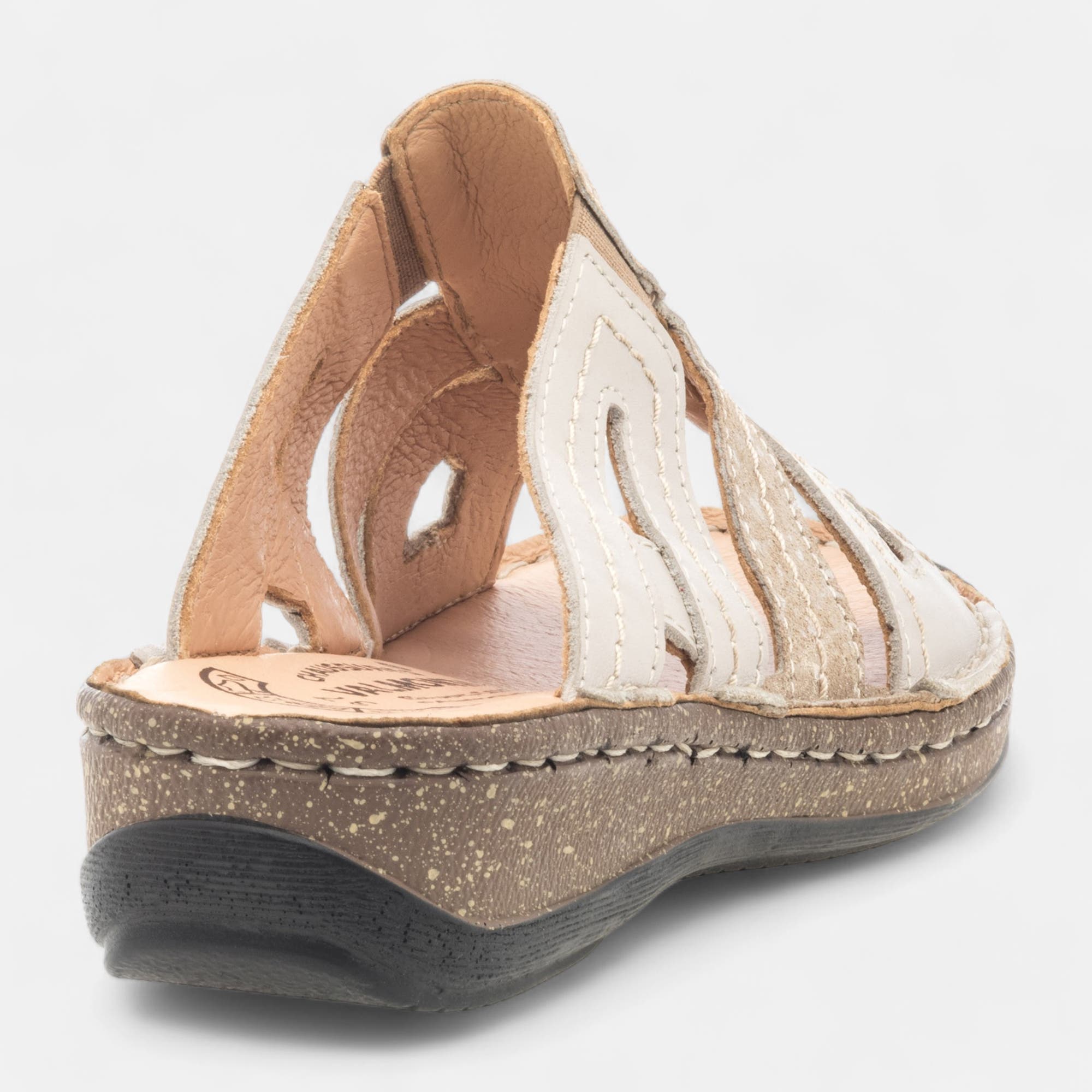 Nu-pieds confort Femme en cuir beige