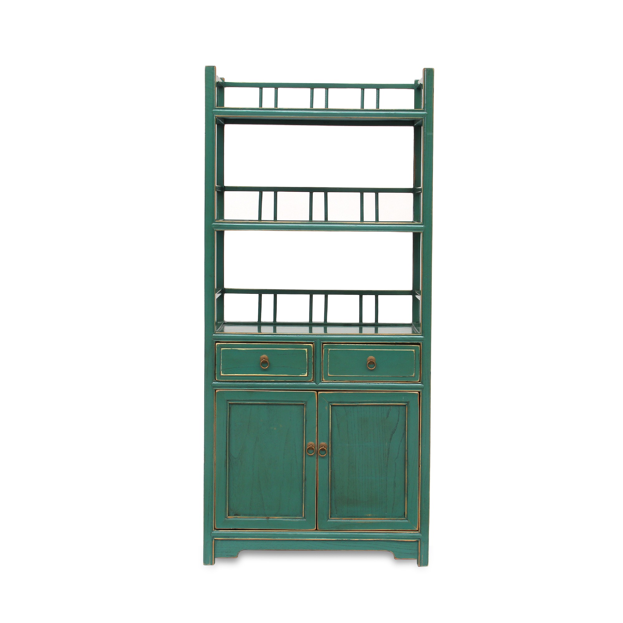 Bücherregal, 2 Schubladen, 2 Türen, türkis, T 33 cm, B 60 cm, H 130 cm von fischer's lagerhaus