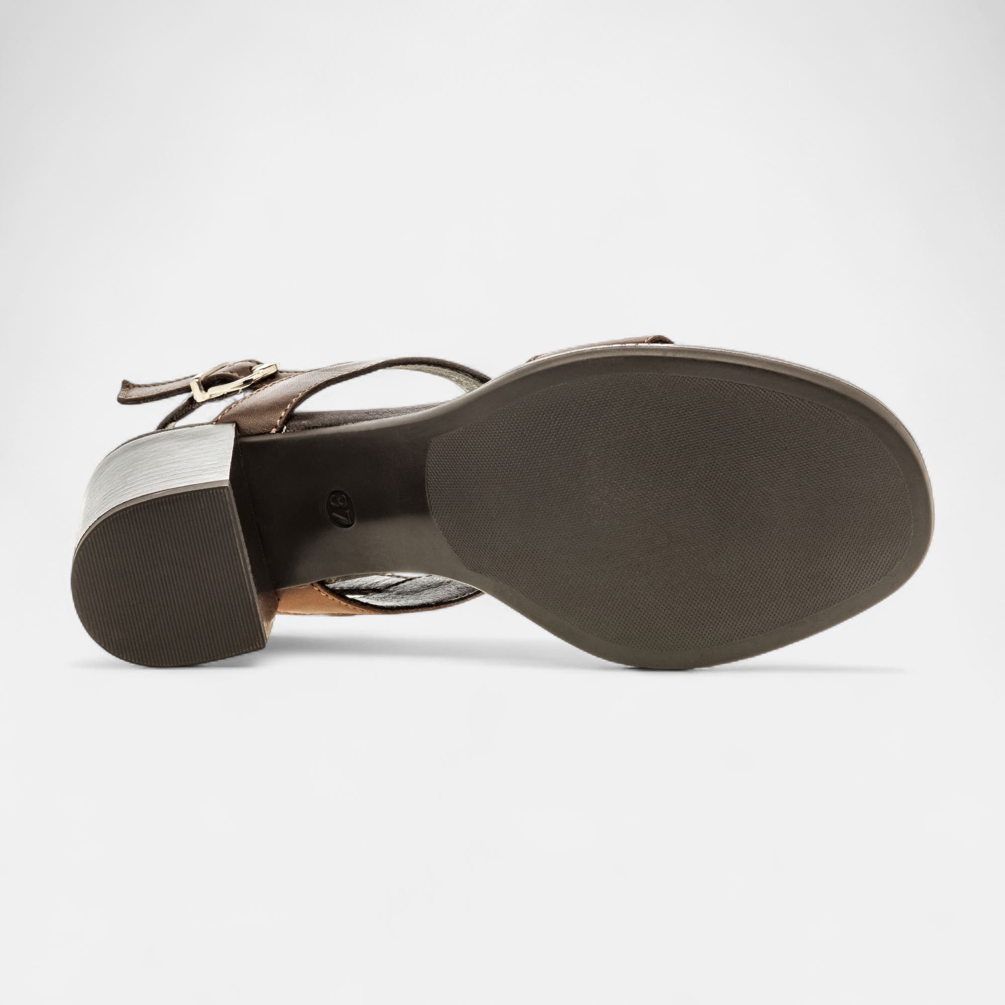 Nu-pieds à talon Femme en cuir marron