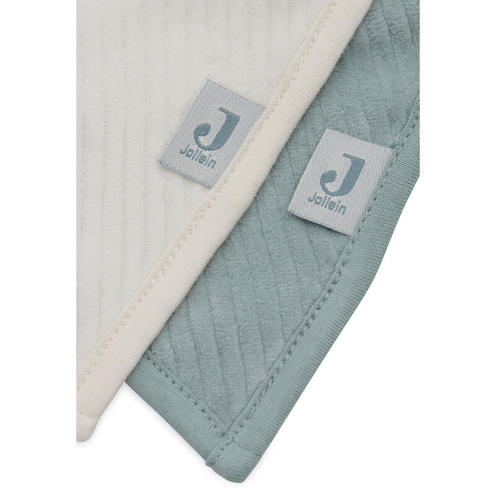 Lot de 2 bavoirs bandana Velvet rib - Sea green/Ivory - JOLLEIN