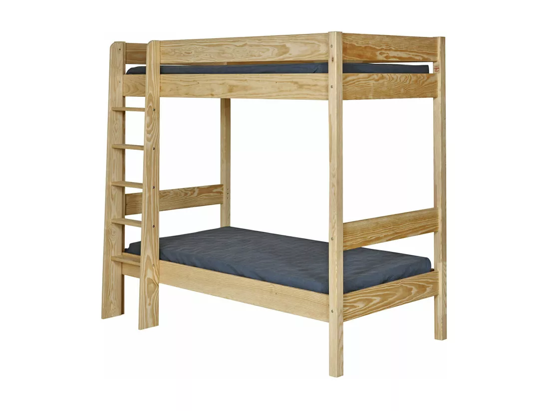 Lit superposé 90x190 cm bois massif bois naturel CLEM