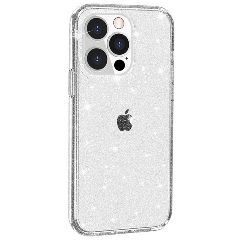 iPhone 15 Pro Max Hybrid Hardcase Schutzhülle im Glitzer Design - Silber / Transparent