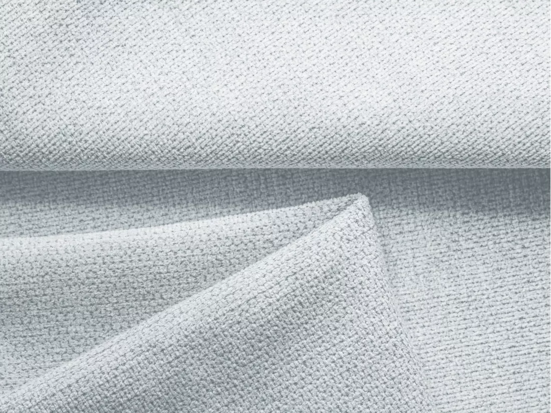 Canapé d'angle panoramique convertible en tissu chenille - bleu clair - NANEA