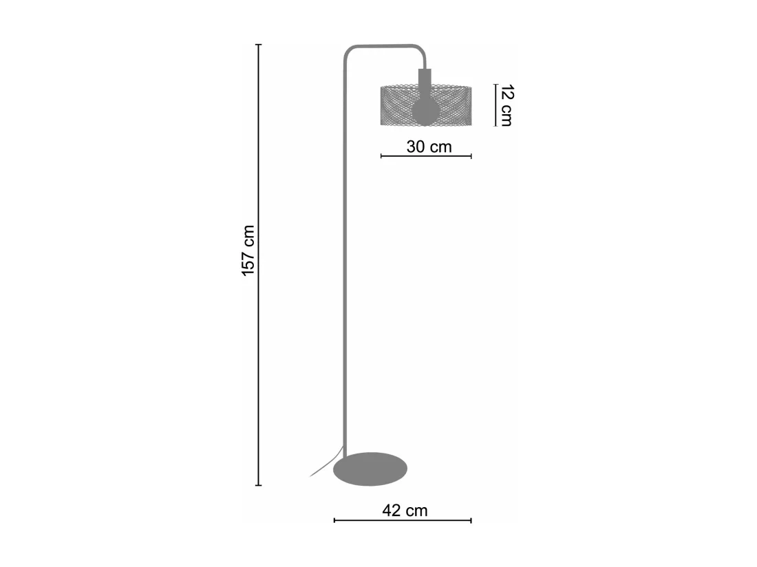 Lampadaire métal noir 157 cm.