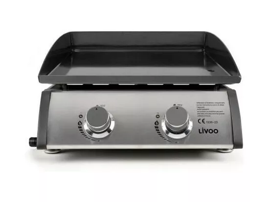 Plancha a gaz - LIVOO - DOC296 - 2 bruleurs - Gris