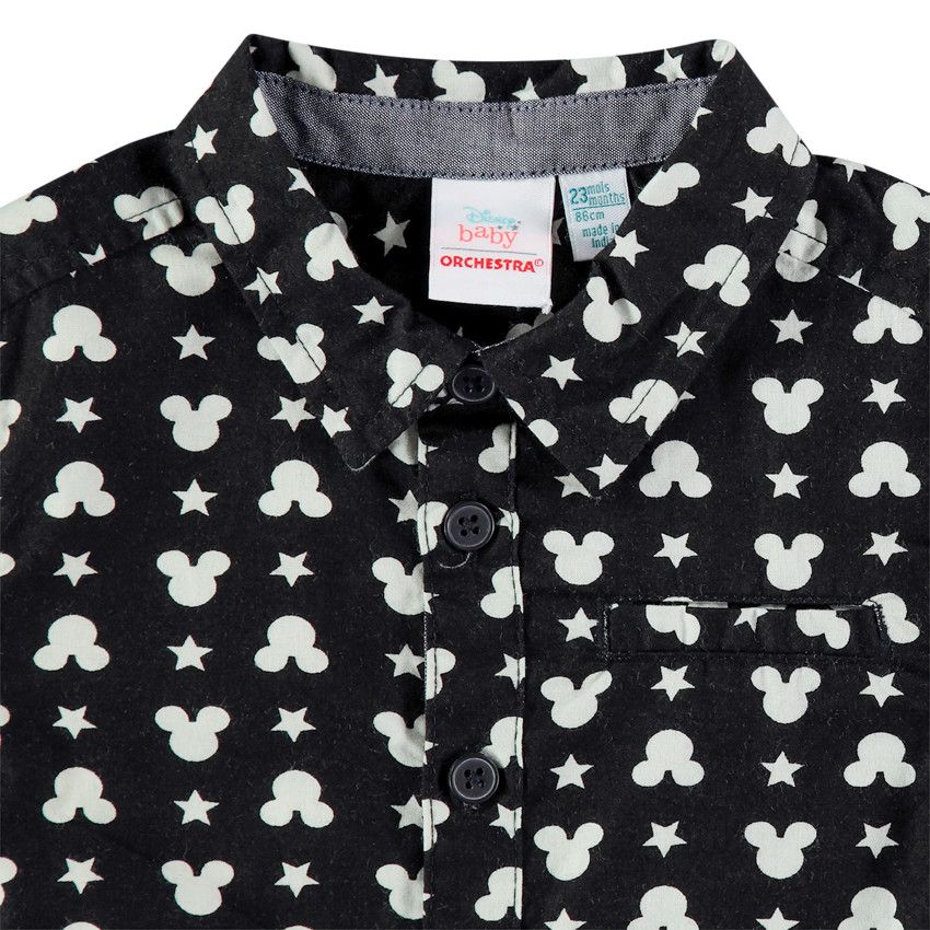 Chemise manches longues imprimée Mickey Disney pour bébé garçon - Gris foncé