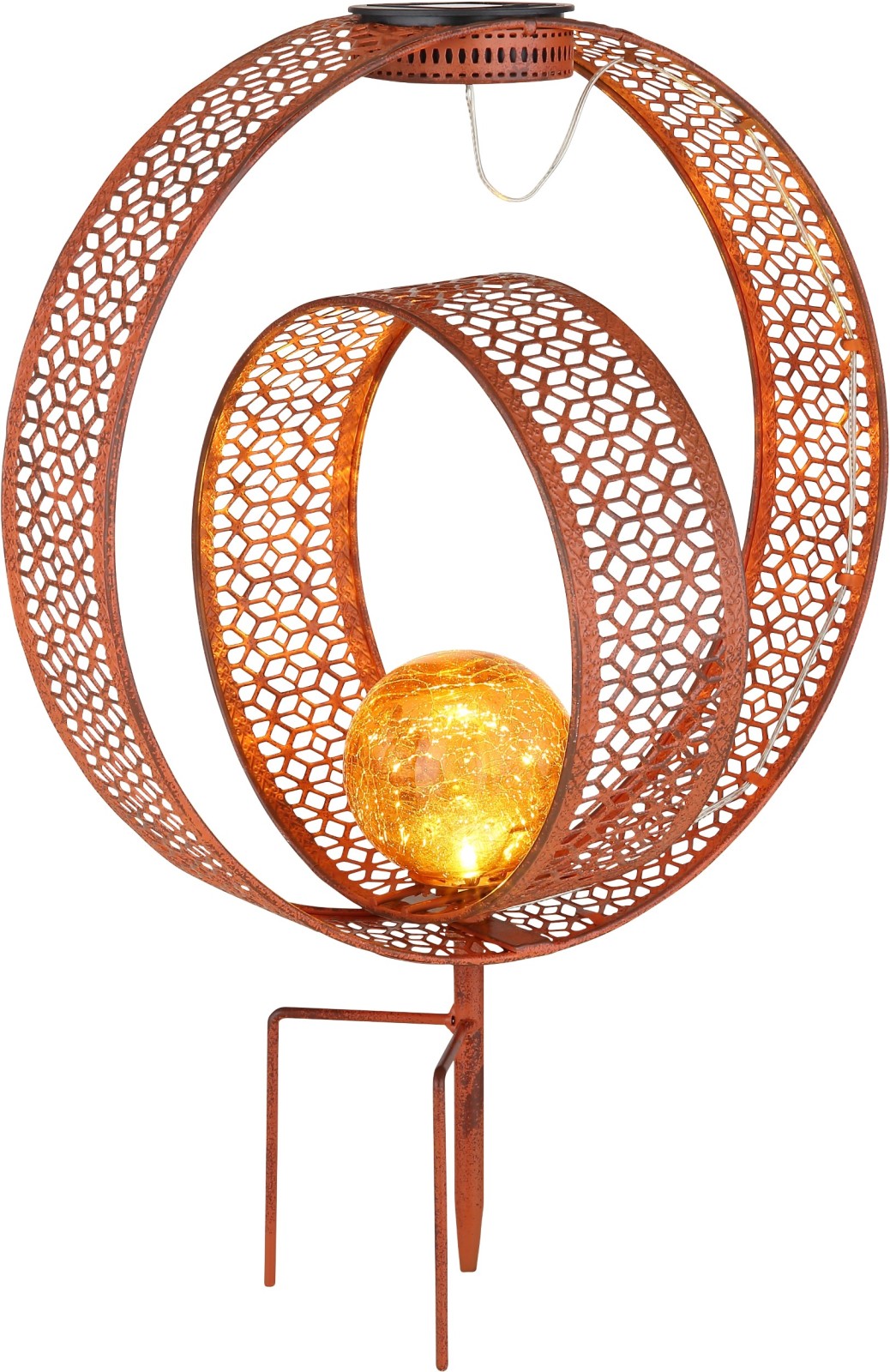LED-Solarleuchte - rostfarben antik - 42 cm hoch