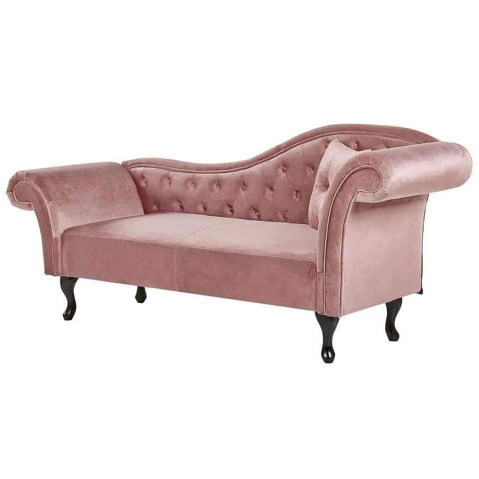 LATTES - Chaise longue - Roze - Rechterzijde - Fluweel