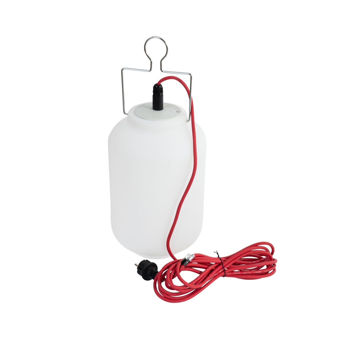 Buiten hanglamp wit 20 cm met rode stekker IP44 - Pion