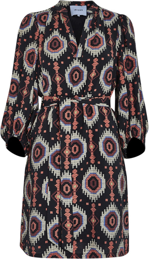 Minus MSCora Short Dress Madder brown print