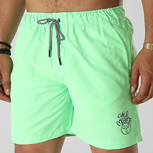 Short De Bain Toto Vert Fluo Noir