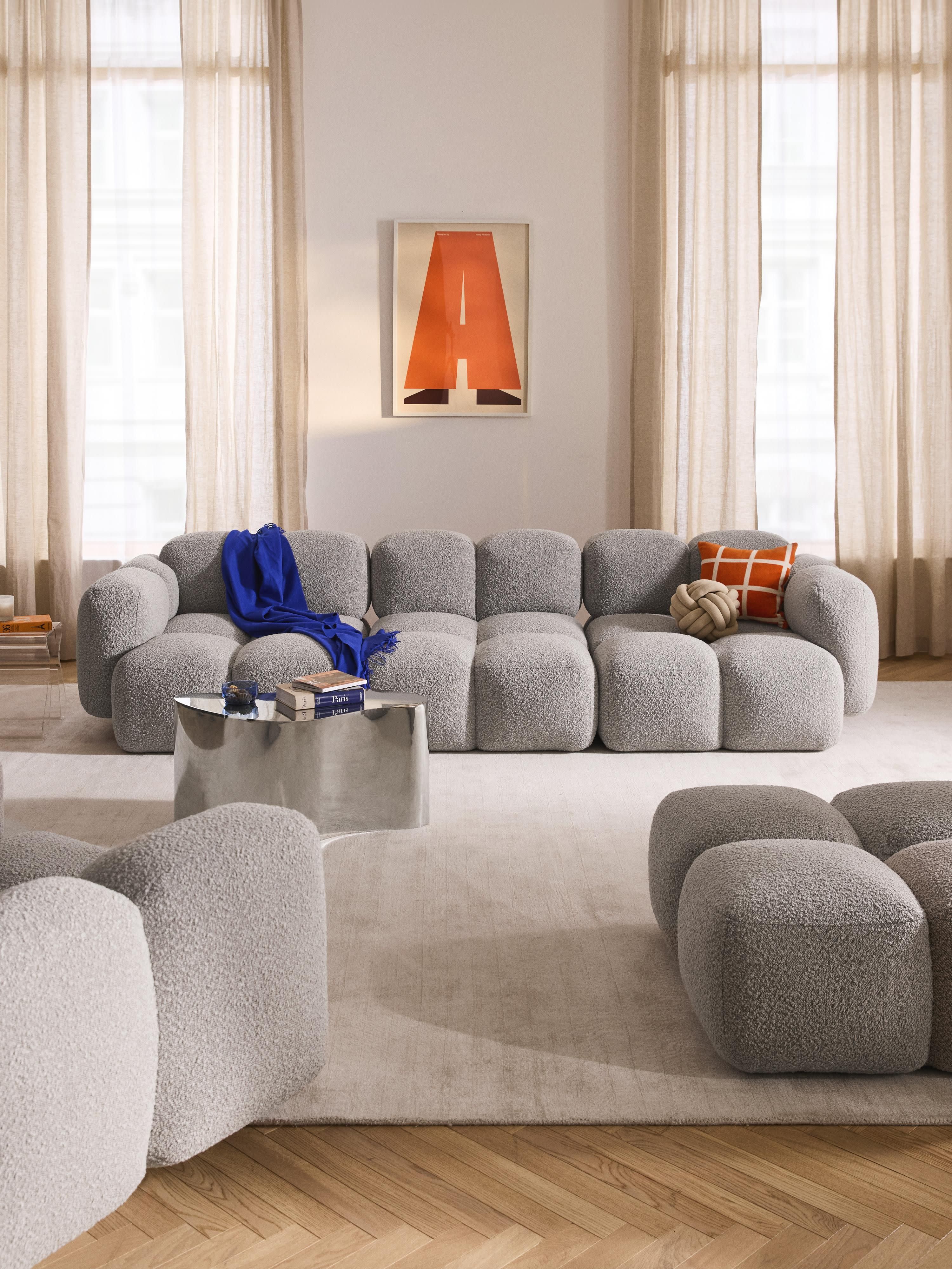 Modulaire bank Tayla (4-zits) van bouclé