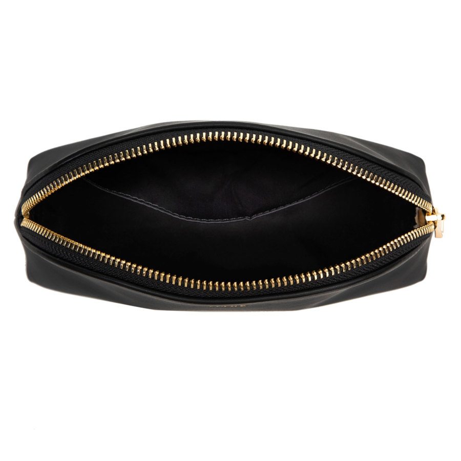 DARK Leather Make-Up Pouch Small Black